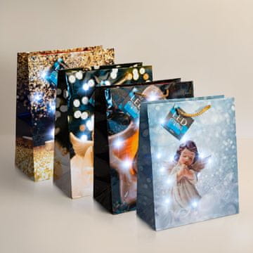 Family Božićna poklon vrećica L s LED anđeoskim svjetlima 178 x 102 x 228 mm - 4 reda / kom.