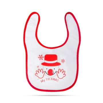 Family Božićni podbradnik za bebe - 38 x 27 cm - snjegović, crveni