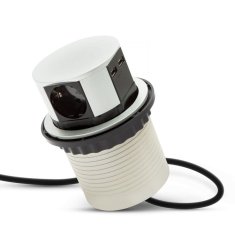 Delight stolna izvlačna utičnica 3 x 230 V + 2 x USB srebrna