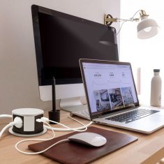 Delight stolna izvlačna utičnica 3 x 230 V + 2 x USB srebrna