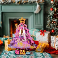 Family 3D božićni balon - aluminijska folija - božićno drvce - 58 x 83 cm