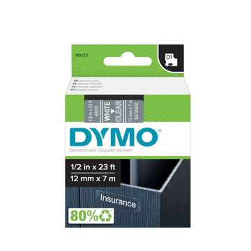 Dymo 45020 (S0720600) D1 bijela na prozirnom 12 mm x 7 m, za naljepnice