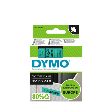 Dymo 45019 (S0720590) D1 crna na zelenoj 12 mm x 7 m, etikete