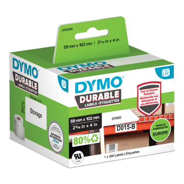 Dymo 2112290 LW 102 mm x 59 mm x 300 Bijele polipropilenske transportne etikete