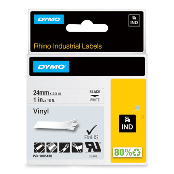 Dymo 1805430 RHINO vinil profesionalni D1 crna na bijeloj XXL 24mm x 5.5m