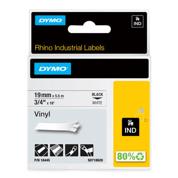 Dymo 18445 (S0718620) RHINO vinilne naljepnice profi D1 19mm x 5.5m crno na bijeloj podlozi