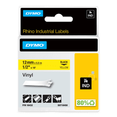 Dymo 18432 (S0718450) RHINO vinil profi D1 12mm x 5.5m crna na žutoj