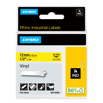 Dymo 18432 (S0718450) RHINO vinil profi D1 12mm x 5.5m crna na žutoj