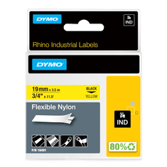 Dymo 18491 RHINO fleksibilni najlon crna na žutoj podlozi 19 mm x 3,5 m