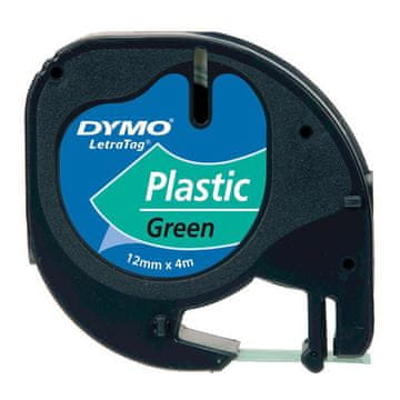 Dymo 91204 (S0721640), plastična traka LetraTag 12 mm x 4 m crna na zelenoj