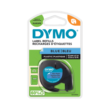 Dymo S0721650 LetraTag traka 12 mm x 4 m crna na plavoj, plastična