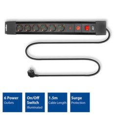 ACT AC2450 produžni kabel sa 6 utičnica i zaštitom od prenapona