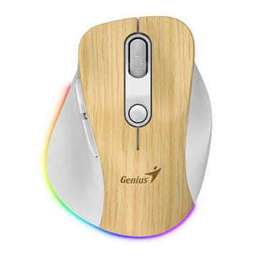 Genius Ergo 9000S Pro Wireless (31030039407) ergonomska Bleutooth bežični miš 2.4GHz + BT borovo drvo RGB