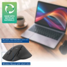 ACT AC5146 ergonomska bežična Bluetooth miš Silent Click, ECO Friendly, multi-connect, 2400DPI