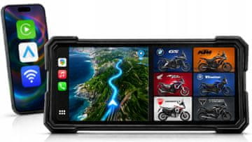 Farrot M780 navigacija za motocikl 8.1” | Wireless CarPlay/Android Auto | IPX8 | Bluetooth | WiFi | GPS