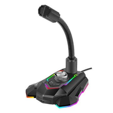 Marvo MIC-05 držač za telefon s regulacijom glasnoće, RGB crni, mikrofon