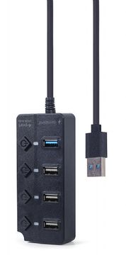 Gembird UHB-U3P1U2P3P-01 4-portni 1xUSB 3.1 + 3xUSB 2.0 HUB crni s prekidačima