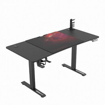 Ultradesk igraći stol LEVEL V2 crveni, 140x68cm, 72-117cm, električno podesiva visina, s XXL podlogom za miš, pićem i slušalicama