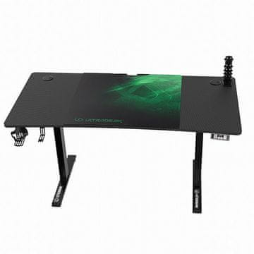 Ultradesk igraći stol LEVEL V2 GREEN, 140x68cm, 72-117cm, električno podesiva visina, s XXL podlogom za miša, pićem i slušalicama