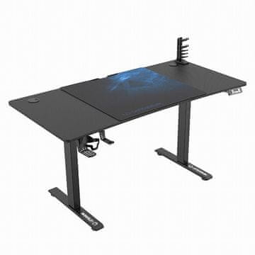 Ultradesk igraći stol LEVEL V2 BLUE, 140x68cm, 72-117cm, električno podesiva visina, s XXL podlogom za miš, pićem i slušalicama