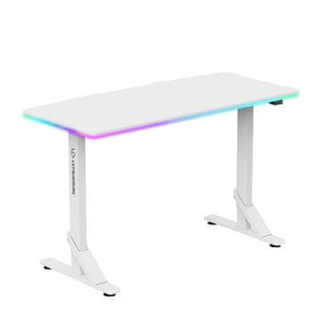 Ultradesk igraći stol IRON WHITE, 132,5x60,5 cm, 71-81 cm, mehanički podesiva visina, RGB rasvjeta