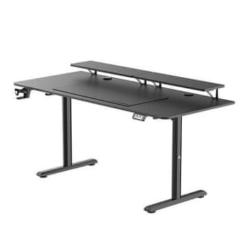 Ultradesk HIGHLANDER XXL CRNI računalni stol, električno podesiva visina, 160X70 cm, 72-117 cm, crna