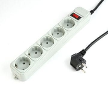 Gembird Prenaponska zaštita SPG3-B-10C s prekidačem 5DIN 3m bijela