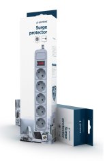 Gembird Prenaponska zaštita SPG3-B-10C s prekidačem 5DIN 3m bijela