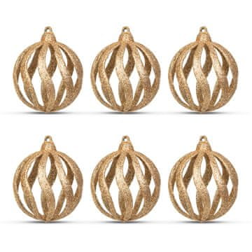 Family Set ukrasa za božićno drvce - sjajne zlatne kuglice - 7 cm - 6 komada