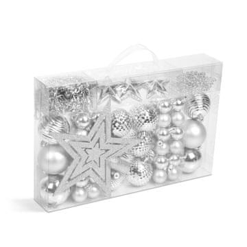 Family Set ukrasa za božićno drvce - srebrni - 66 dijelova
