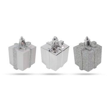 Family Set ukrasa za božićno drvce - srebrni pokloni (4,5 cm) - 6 komada