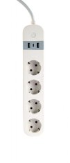 Gembird Gambird TSL-PS-S4U-01-W pametni produžni kabel s USB punjačem, 4 utičnice, bijeli