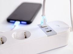 Gembird Gambird TSL-PS-S4U-01-W pametni produžni kabel s USB punjačem, 4 utičnice, bijeli