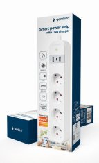 Gembird Gambird TSL-PS-S4U-01-W pametni produžni kabel s USB punjačem, 4 utičnice, bijeli