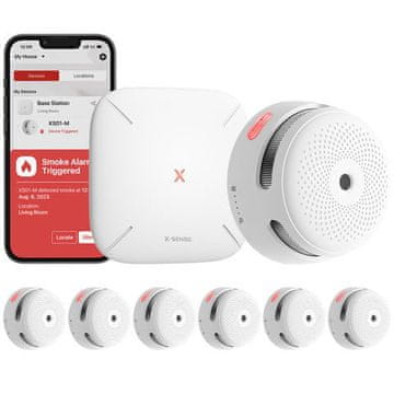 X-Sense X‑Sense XS01 FS61 detektor dima, višepakiranje, bijela 6 detektora + podnožje