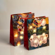 Family Novogodišnja poklon vrećica L s LED svjetlima 178 x 102 x 228 mm - 2 reda / kom., SRETNA NOVA GODINA