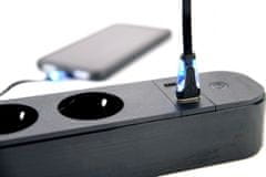 Gembird TSL-PS-S4U-01 pametni produžni kabel s USB punjačem, 4 utičnice, crni