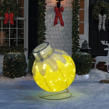 Family Zlatna LED kugla, elegantna božićna svjetlosna dekoracija za dom ili vrt, 60 LED dioda, 60 × 83 cm