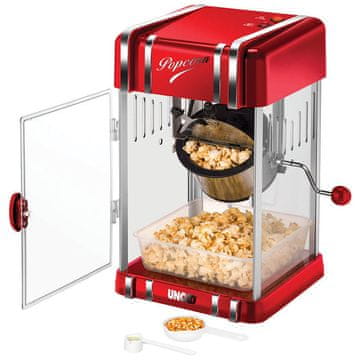 Unold Retro aparat za kokice, kućni popcorn 300 W crveni, posuda od nehrđajućeg čelika 48535