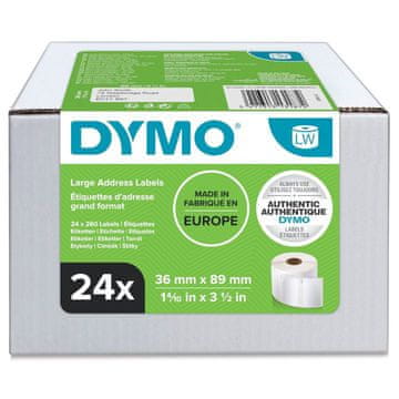Dymo 13187 (S0722390) veliko pakiranje bijelih trajnih naljepnica 24 x 260 (36 mm x 89 mm) naljepnica