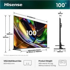 Hisense 100UR8S 4K UHD TV, VIDAA Smart OS