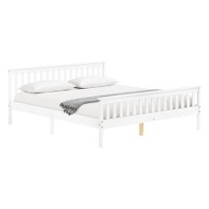 eoshop Dvokrevetni krevet Torino 180x200 cm, masivni bor, bijeli lak, s podnicom