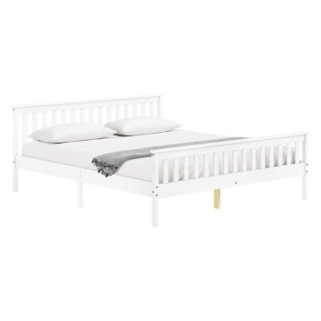 eoshop Dvokrevetni krevet Torino 180x200 cm, masivni bor, bijeli lak, s podnicom