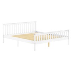 eoshop Dvokrevetni krevet Torino 180x200 cm, masivni bor, bijeli lak, s podnicom