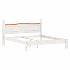 eoshop Bračni krevet CORONA 180x200 cm, masivna borovina, bijeli vosak