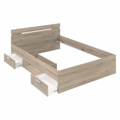 eoshop Multifunkcionalni krevet MICHIGAN 140x200 cm, hrast Kronberg, 2 ladice i niša