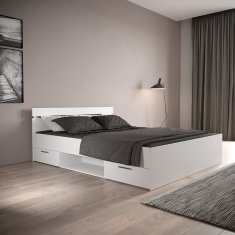 eoshop Multifunkcionalni krevet MICHIGAN 160x200 cm, biserno bijeli, s 2 ladice