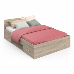 eoshop Multifunkcionalni krevet MICHIGAN 140x200 cm, hrast Kronberg, 2 ladice i niša