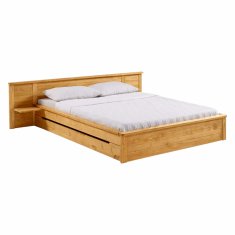 eoshop Dvokrevetni krevet KOMFORT 180x200 cm, masivni bor, lakiran, s letvičastim okvirom