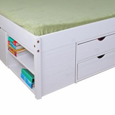 eoshop Multifunkcionalni bračni krevet KLASA, bijeli lak, masivni bor 180x200 cm
